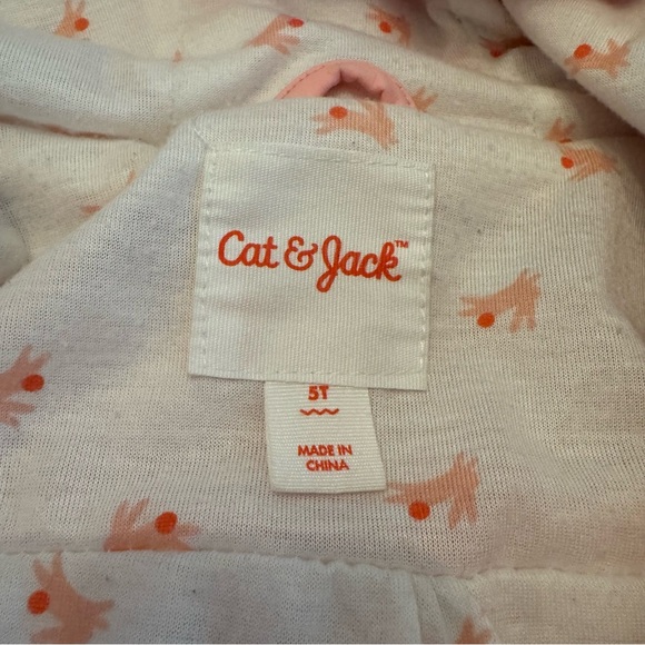 Pink Easter Bunny Rain Jacket w Ears for Girls Size 5 - Picture 4 of 10